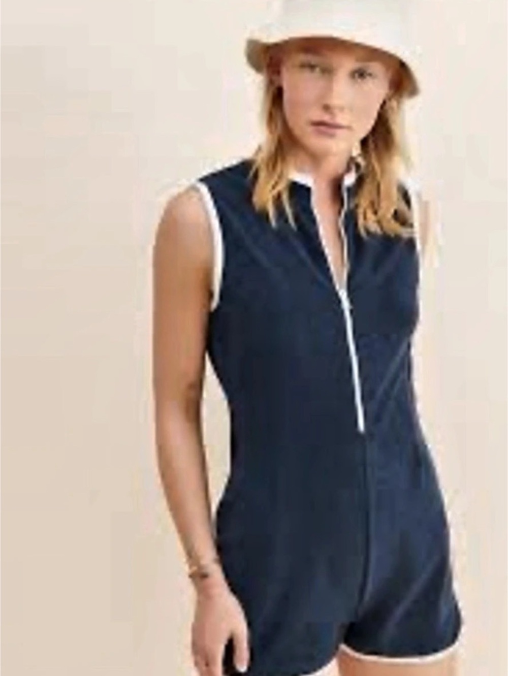 KULE The Serena Romper Navy Zip Front Romper